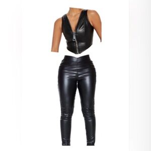 Leather Two-Piece pants Set